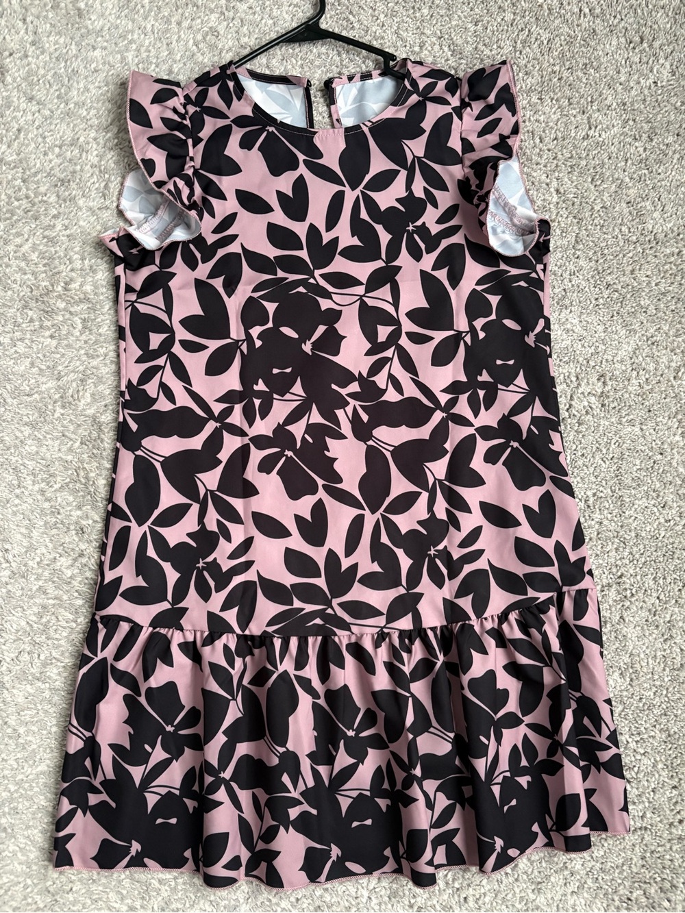 Womens Floral Print Ruffle Sleeve Dress